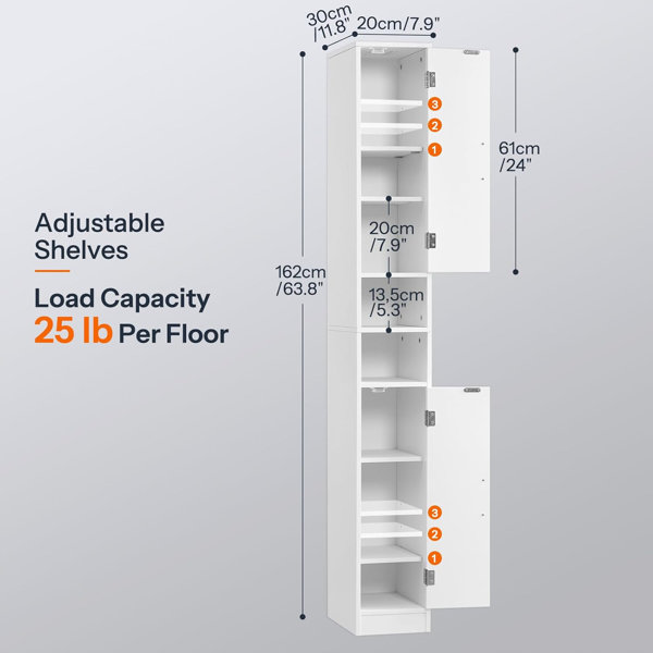 Gracie Oaks Slim Tall Bathroom Cabinet, Narrow Bathroom Cabinet, Floor ...